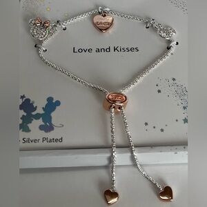 Disney Two-Tone Minnie and Mickey Charm Bolo Bracelet in Silver Plate